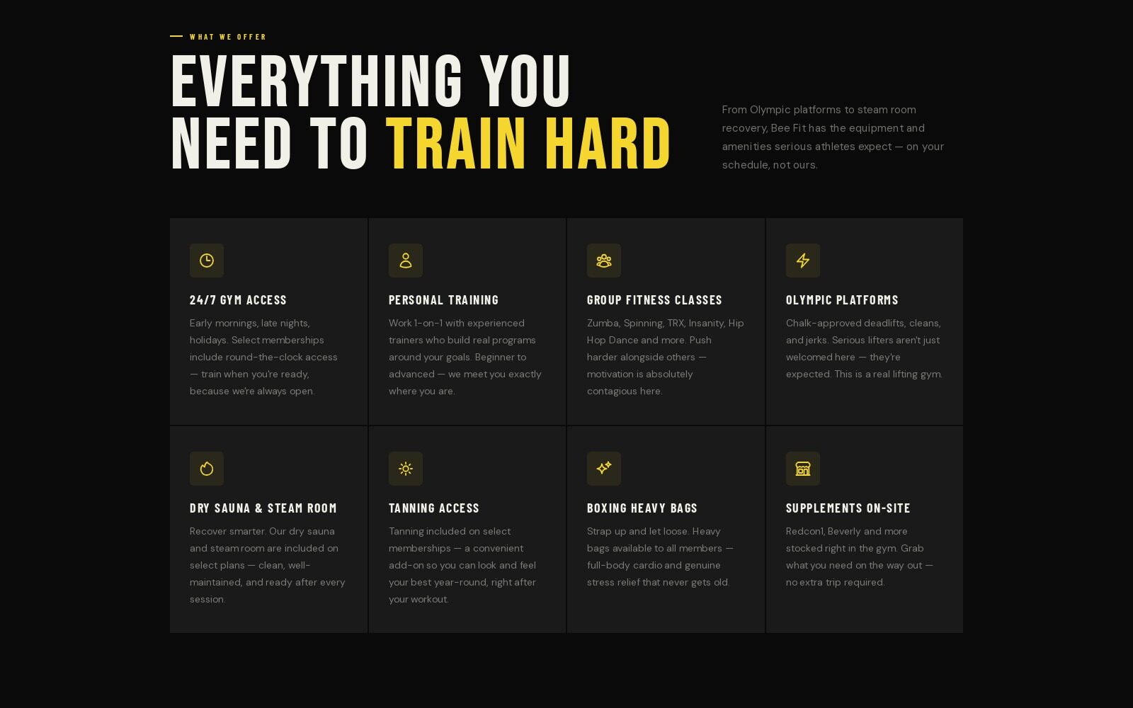 The Bee Fit Health Club homepage